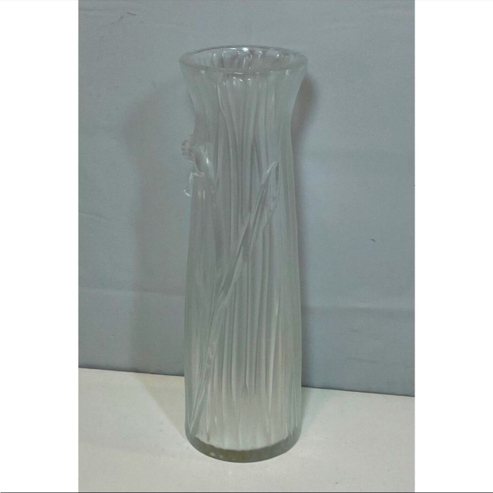 Lalique Jonquille Daffodil opaque Crystal Vase Signed France- very rare!